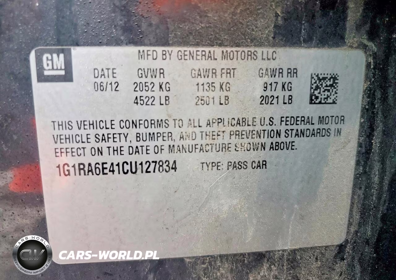 2012 Chevrolet Volt VIN:1G1RA6E41CU127834 - 12