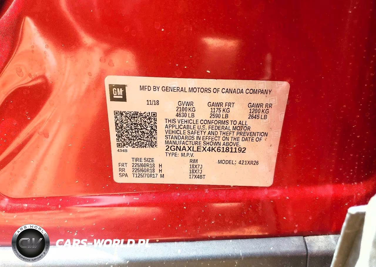 2019 Chevrolet Equinox Lt VIN:2GNAXLEX4K6181192 - 13