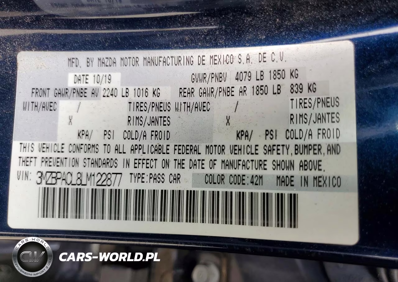 2020 Mazda 3 Select VIN:3MZBPACL8LM122877 - 13