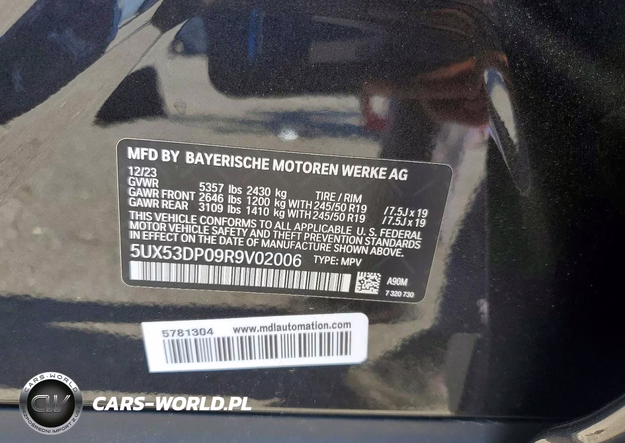 2024 BMW X3 xDrive30I VIN:5UX53DP09R9V02006 - 13