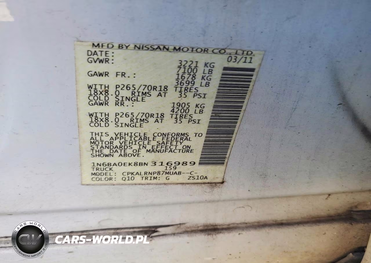 2011 Nissan Titan S VIN:1N6BA0EK8BN316989 - 12