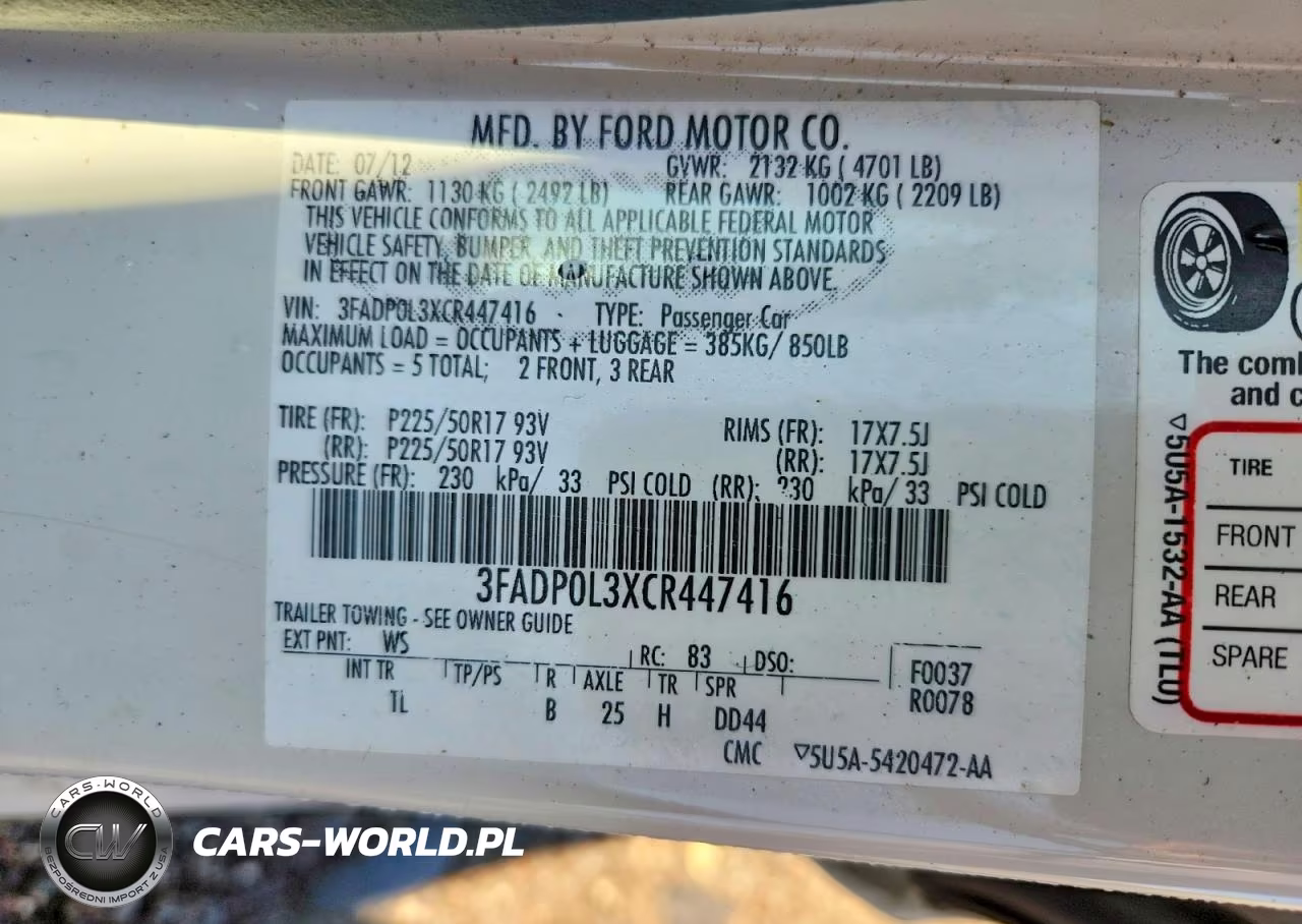 2012 Ford Fusion Hybrid VIN:3FADP0L3XCR447416 - 12