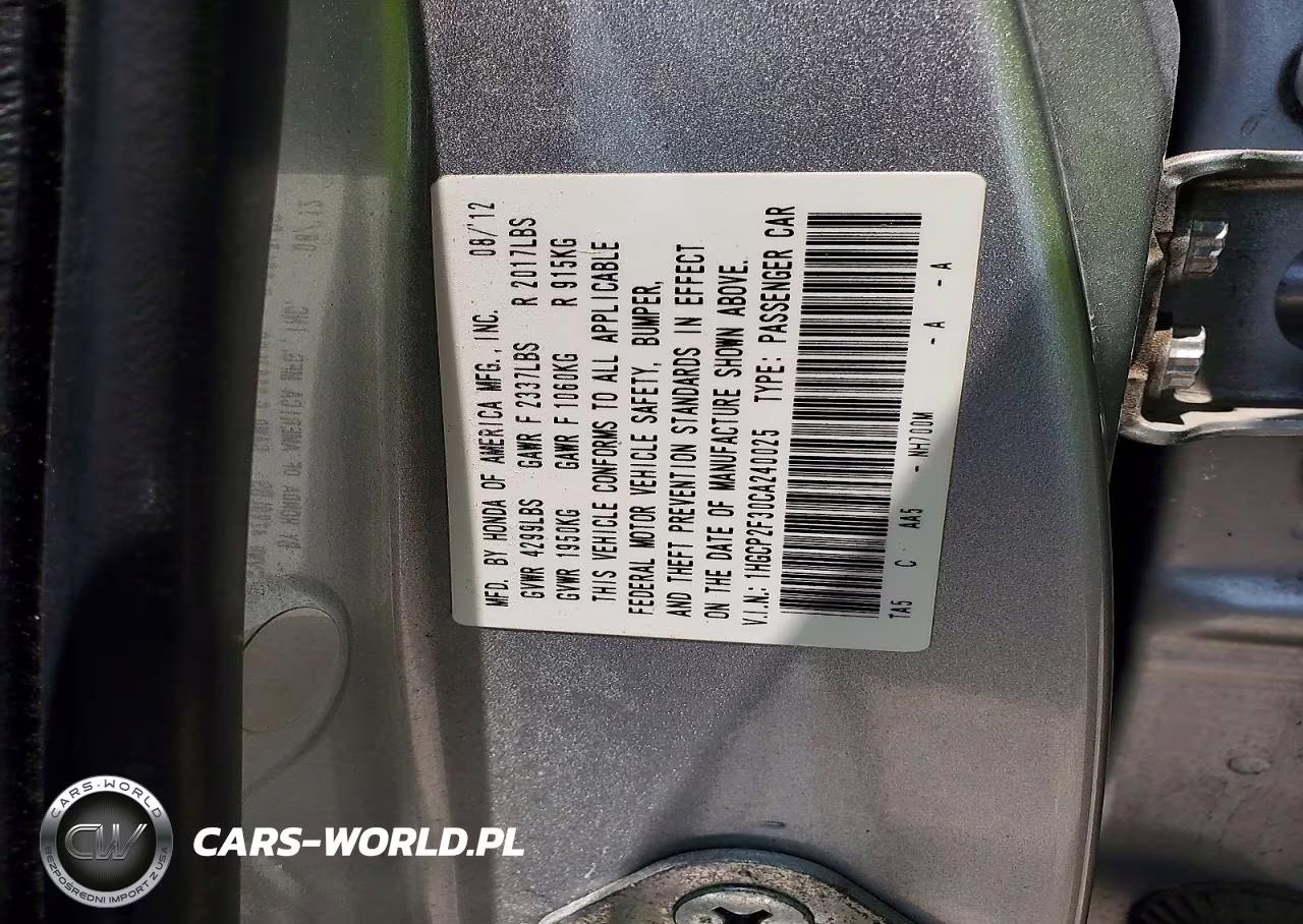 2012 Honda Accord Lx VIN:1HGCP2F30CA240025 - 12