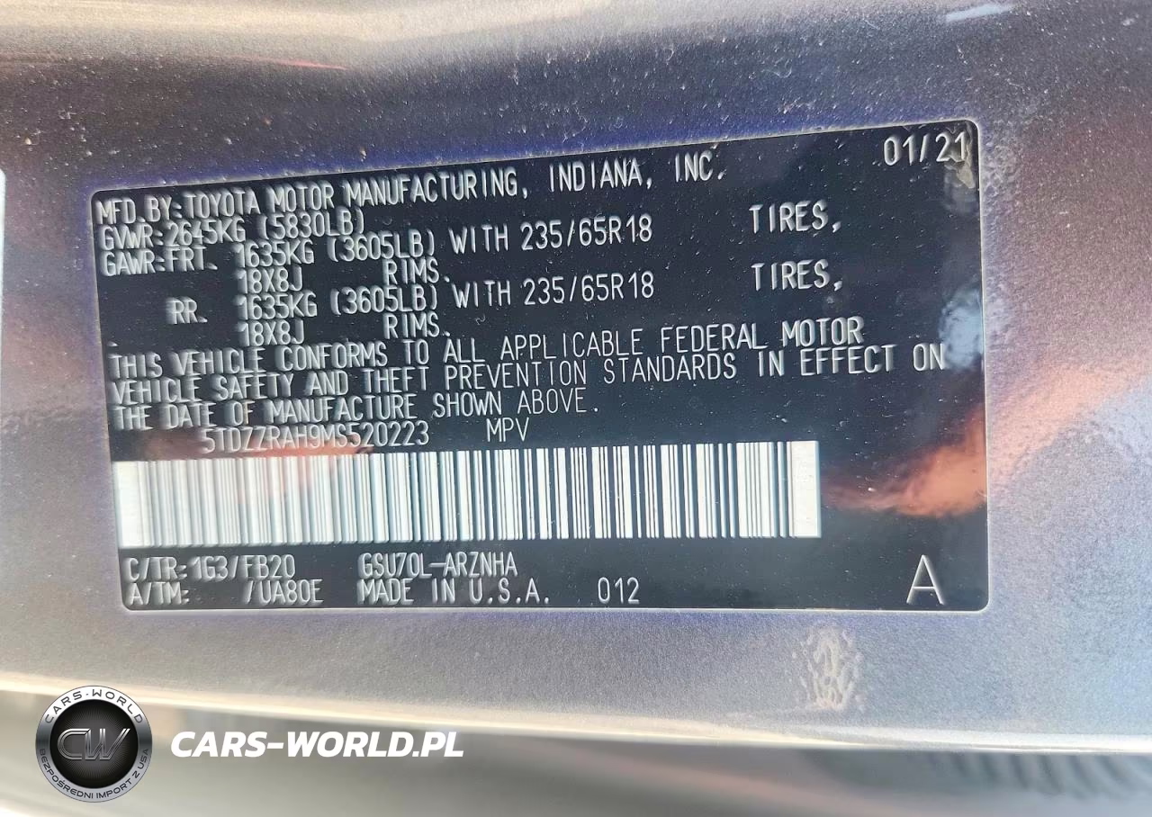 2021 Toyota Highlander Le VIN:5TDZZRAH9MS520223 - 13