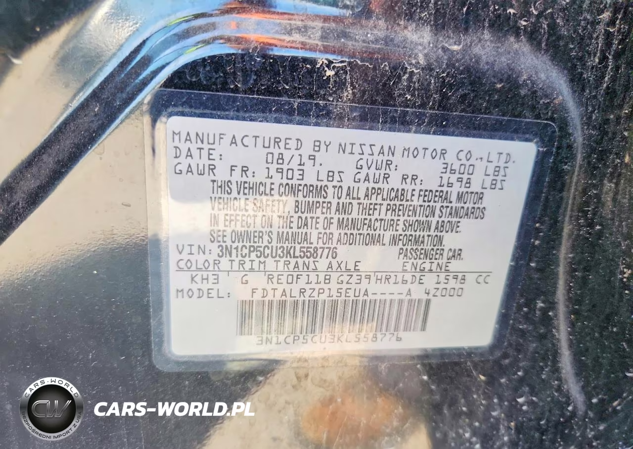 2019 Nissan Kicks S VIN:3N1CP5CU3KL558776 - 13