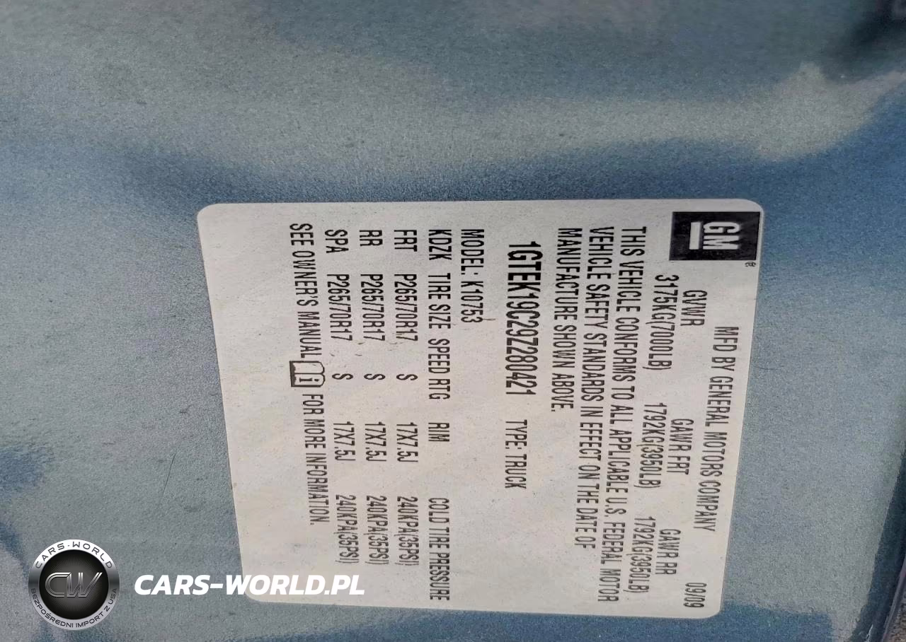 2009 GMC Sierra K1500 VIN:1GTEK19C29Z280421 - 12