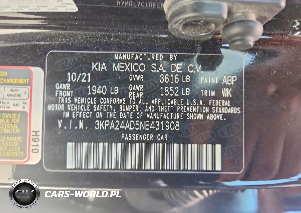 2022 Kia Rio S VIN:3KPA24AD5NE431908 - 12