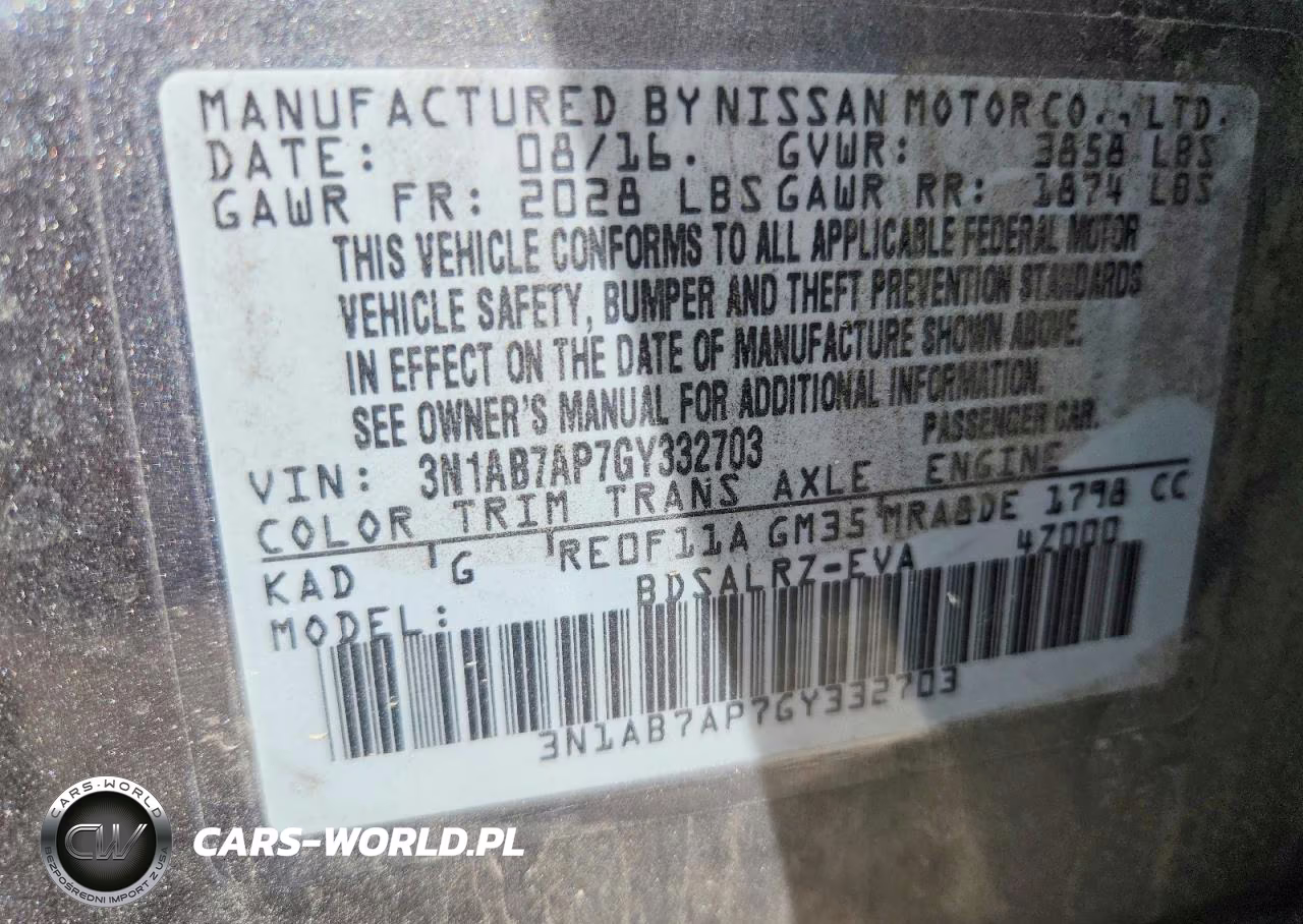 2016 Nissan Sentra Sr VIN:3N1AB7AP7GY332703 - 12