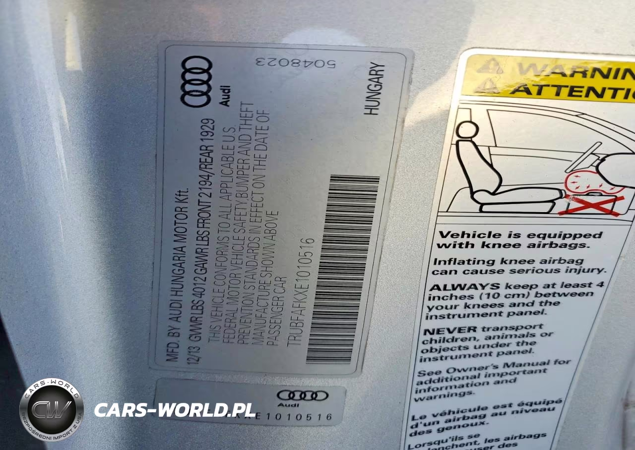 2014 Audi Tt Premium Plus VIN:TRUBFAFKXE1010516 - 12