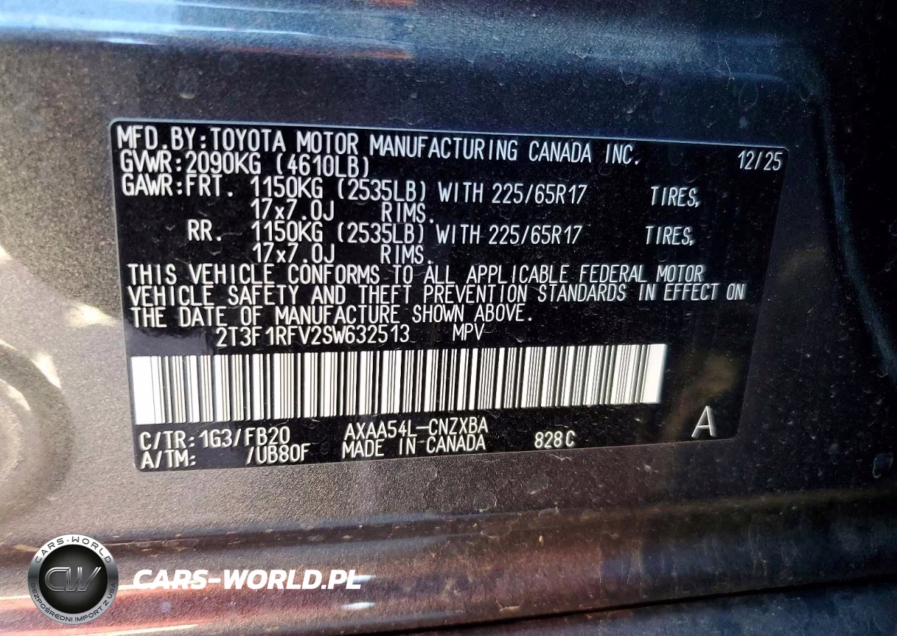 2025 Toyota Rav4 Le VIN:2T3F1RFV2SW632513 - 13