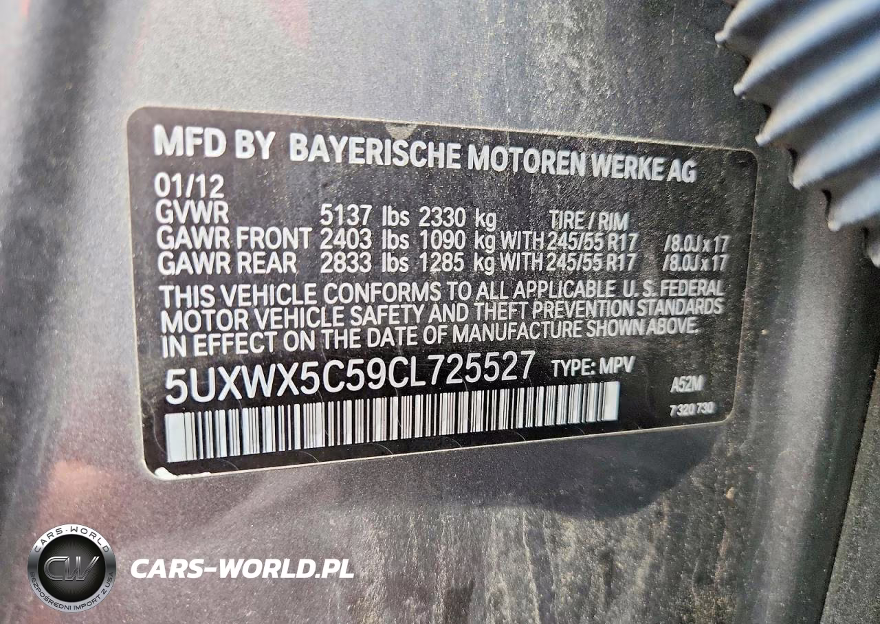 2012 BMW X3 xDrive28I VIN:5UXWX5C59CL725527 - 13