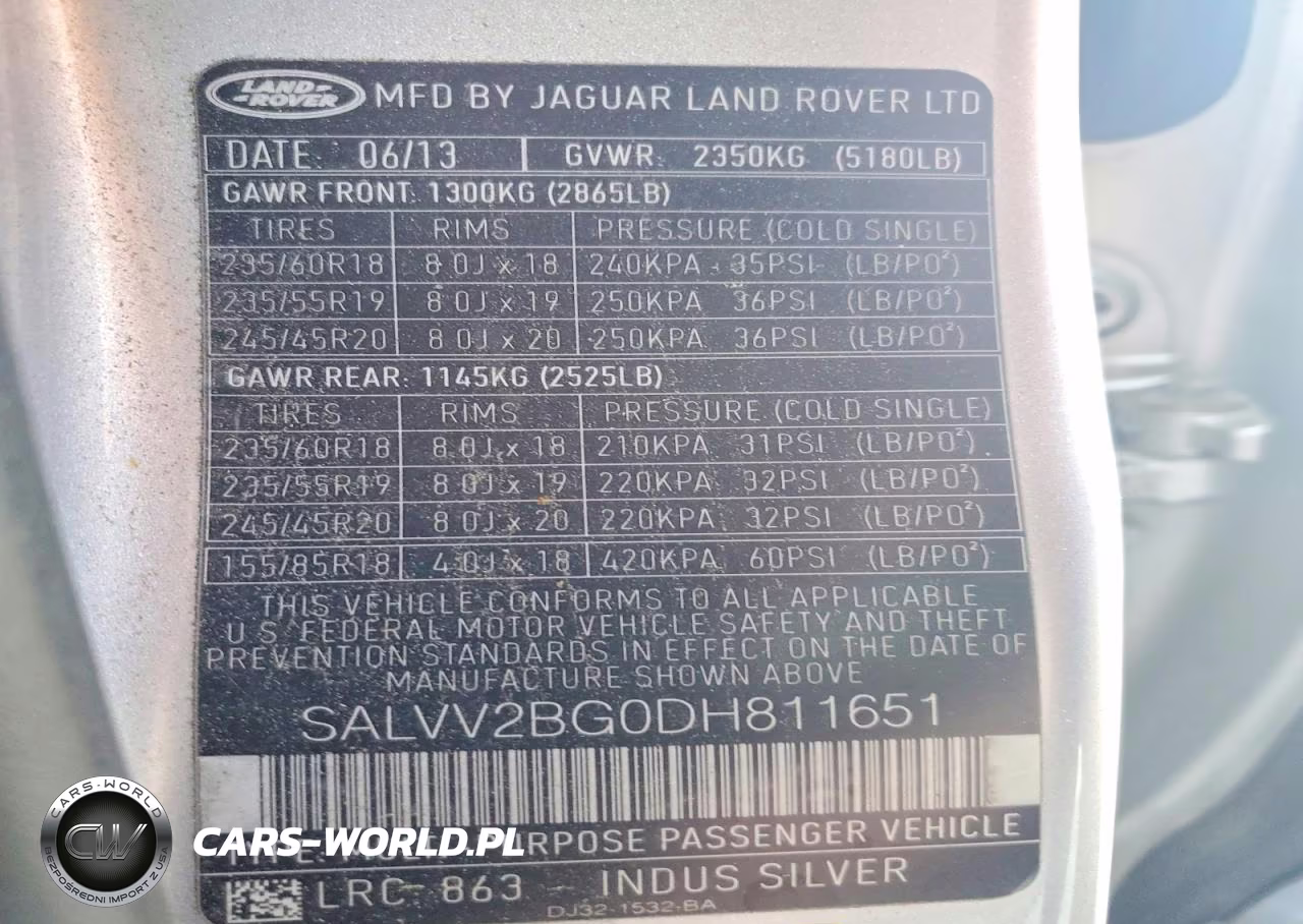 2013 Land Rover Range Rover Evoque Pure VIN:SALVV2BG0DH811651 - 13
