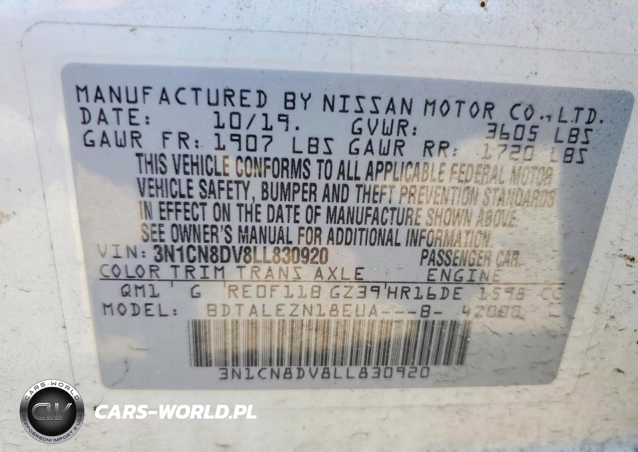 2020 Nissan Versa S VIN:3N1CN8DV8LL830920 - 12
