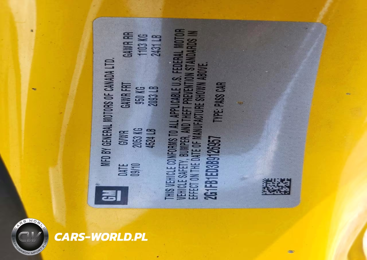 2011 Chevrolet Camaro Lt VIN:2G1FB1ED3B9126957 - 12