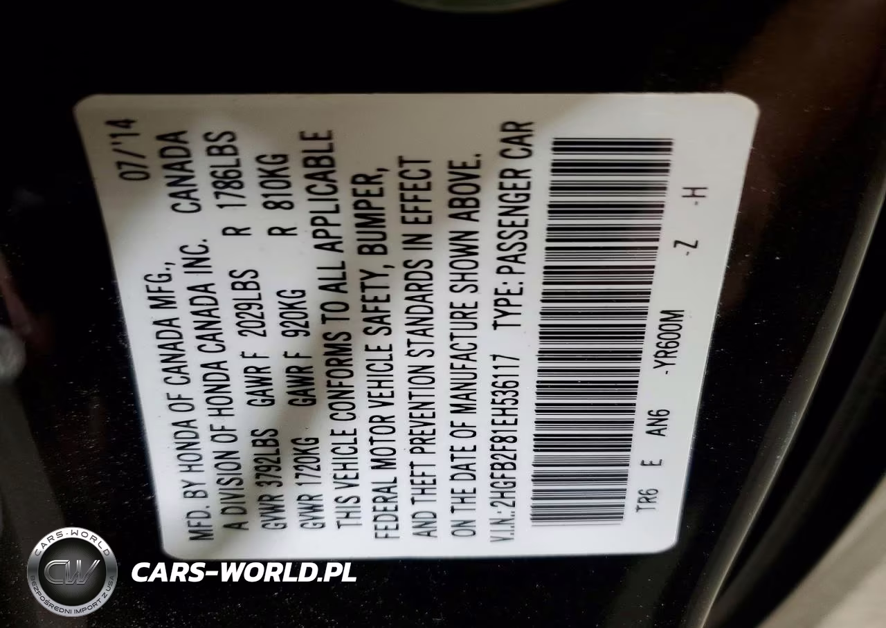 2014 Honda Civic Ex VIN:2HGFB2F81EH536117 - 12