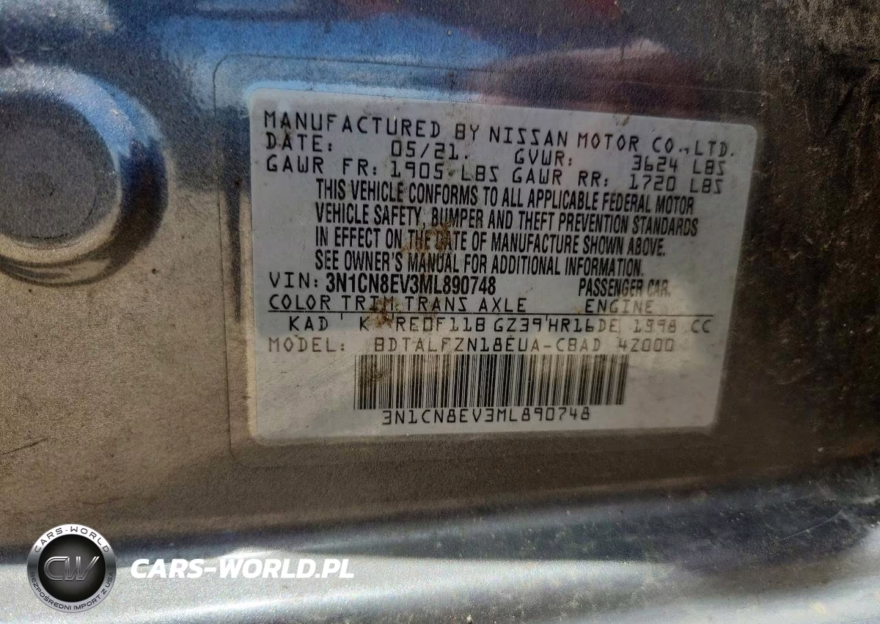 2021 Nissan Versa Sv VIN:3N1CN8EV3ML890748 - 12