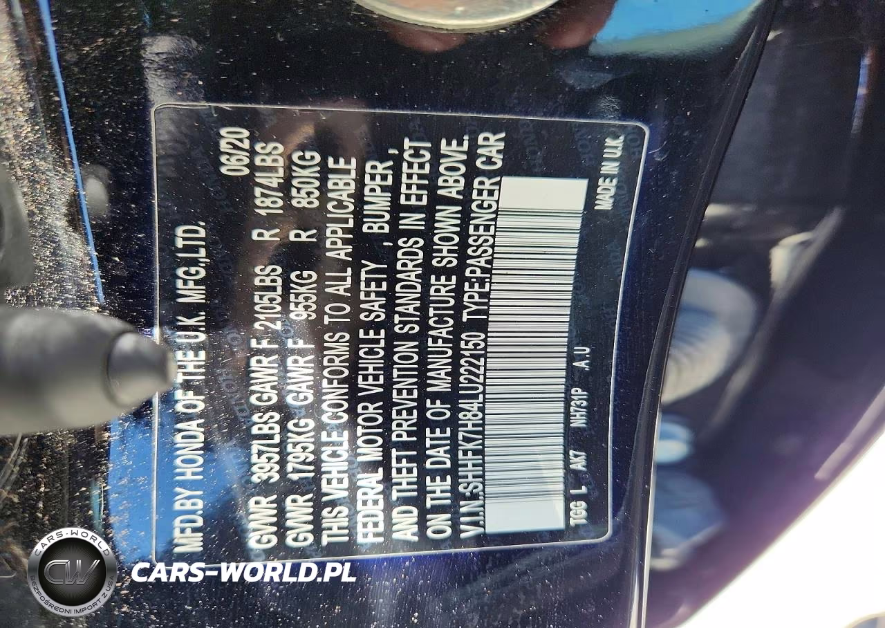 2020 Honda Civic Exl VIN:SHHFK7H84LU222150 - 13