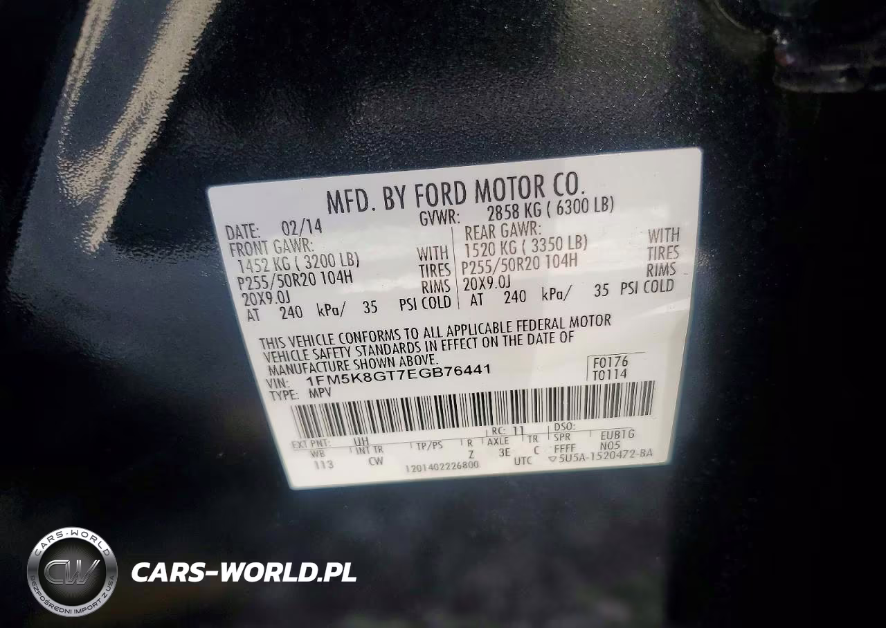 2014 Ford Explorer Sport VIN:1FM5K8GT7EGB76441 - 14