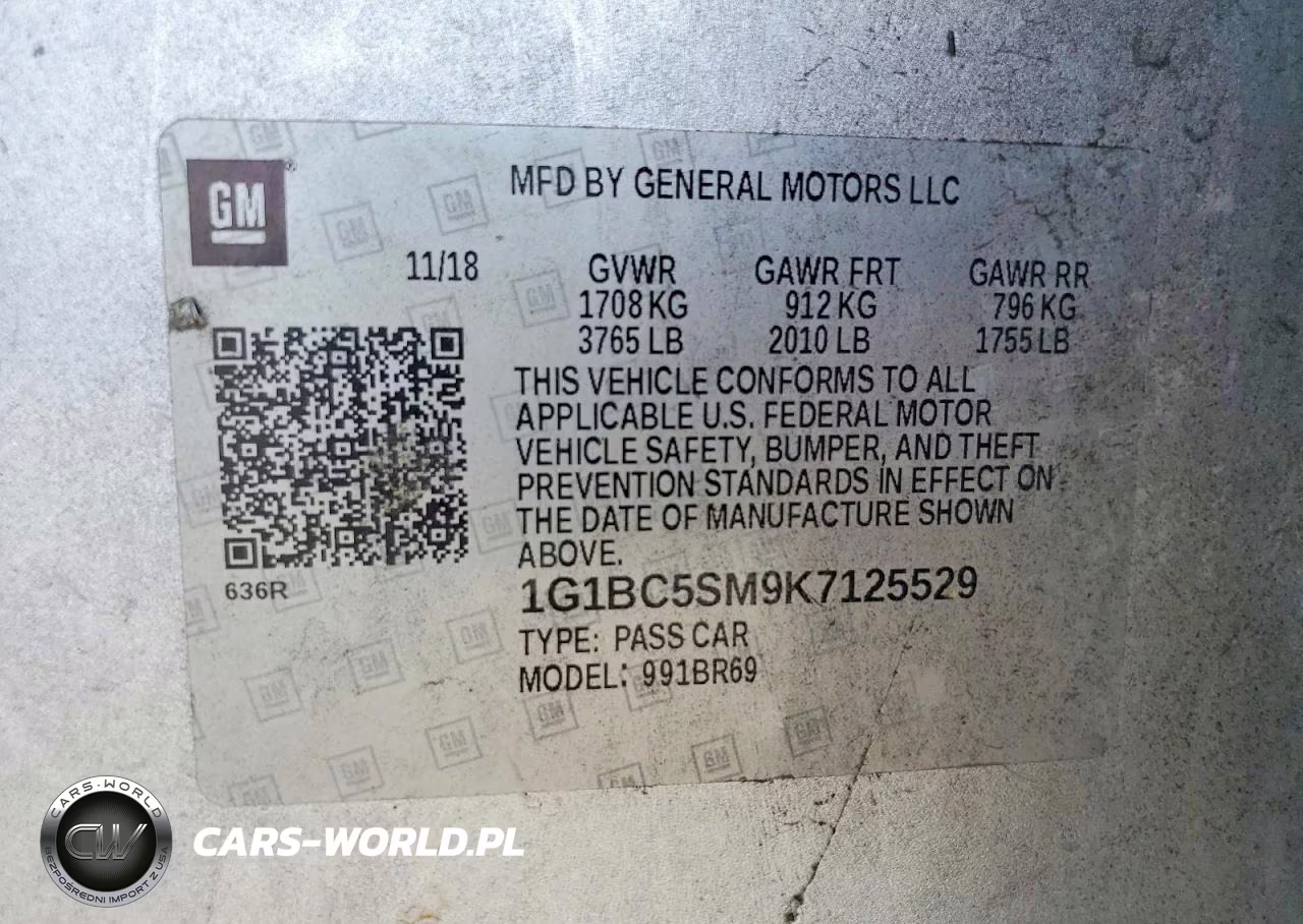 2019 Chevrolet Cruze Ls VIN:1G1BC5SM9K7125529 - 13