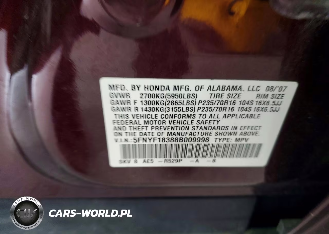 2008 Honda Pilot Se VIN:5FNYF18388B009998 - 13