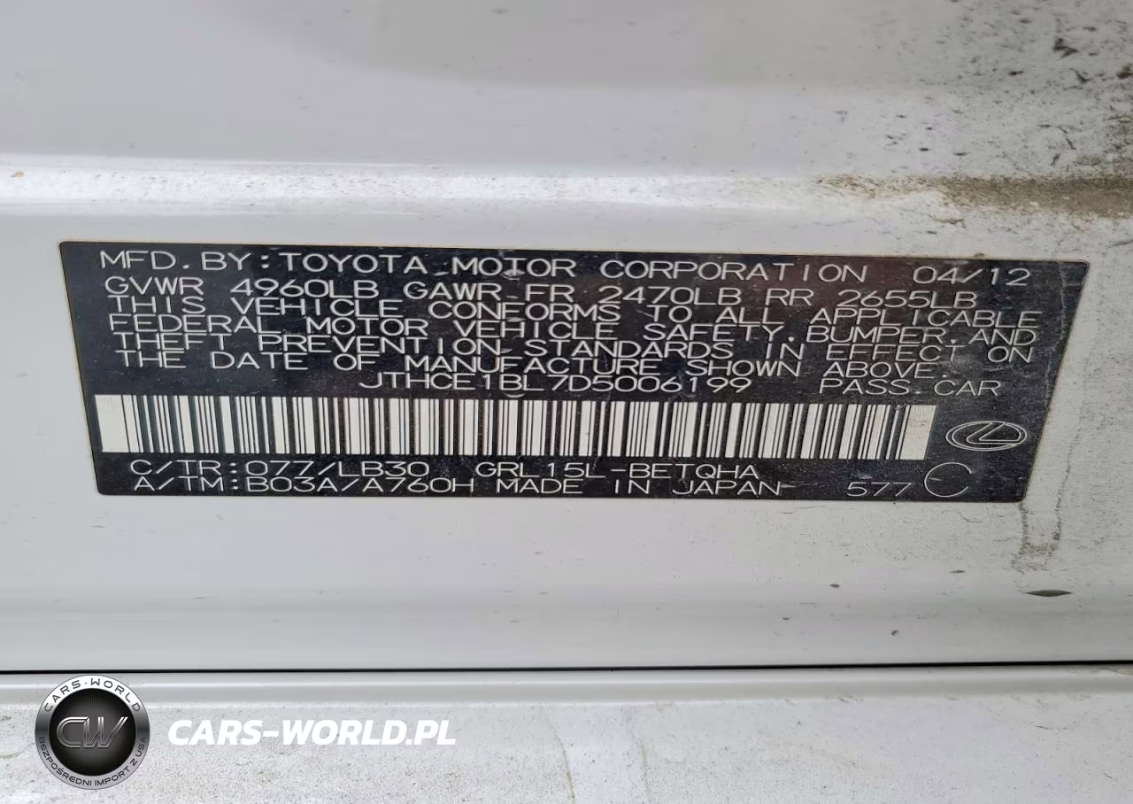 2013 Lexus Gs 350 VIN:JTHCE1BL7D5006199 - 13