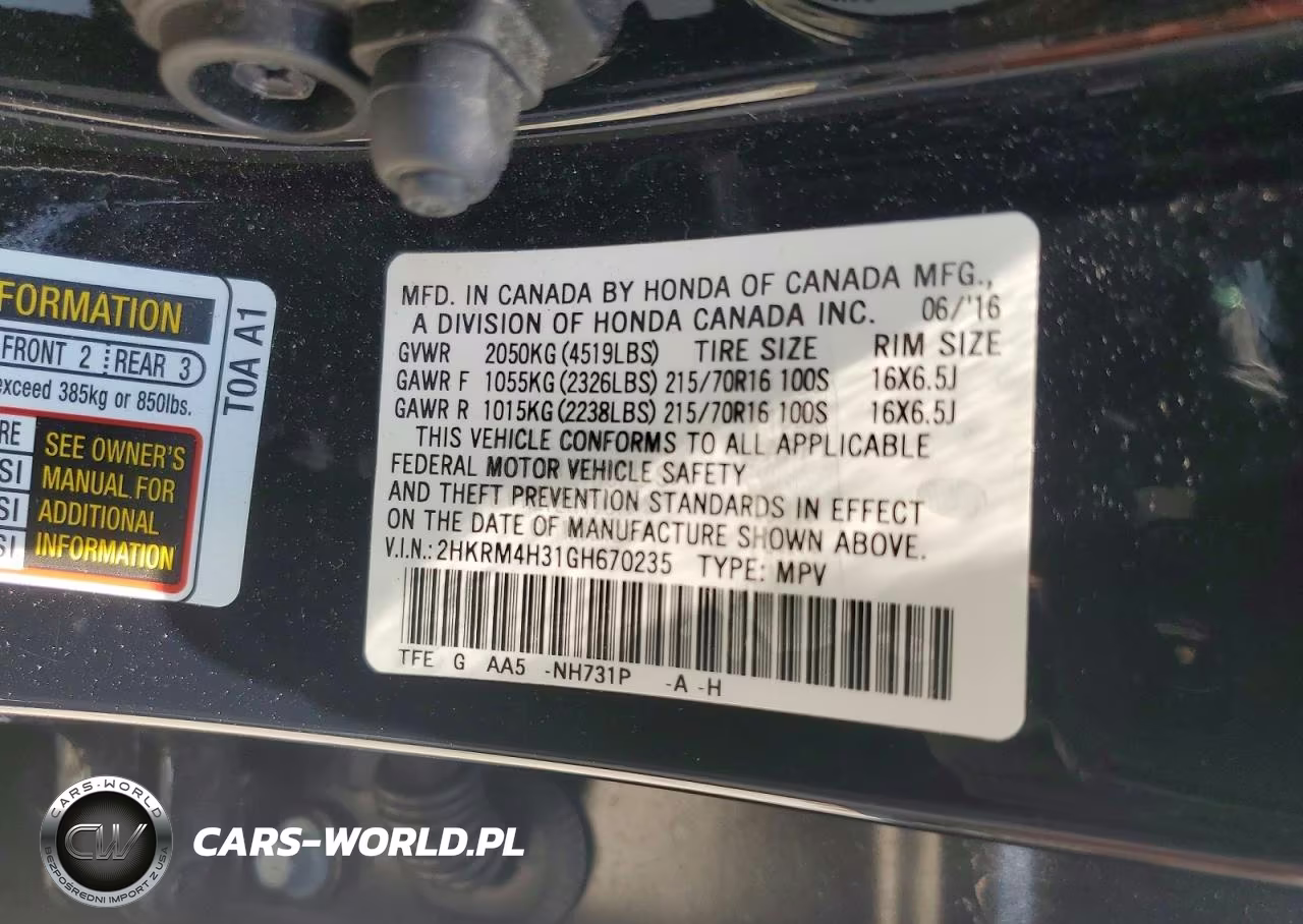 2016 Honda Cr-V Lx VIN:2HKRM4H31GH670235 - 13