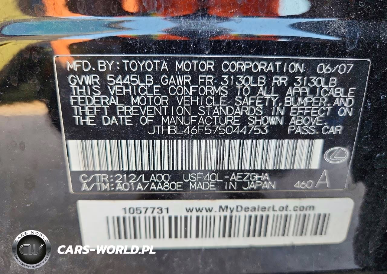 2007 Lexus Ls 460 VIN:JTHBL46F575044753 - 12