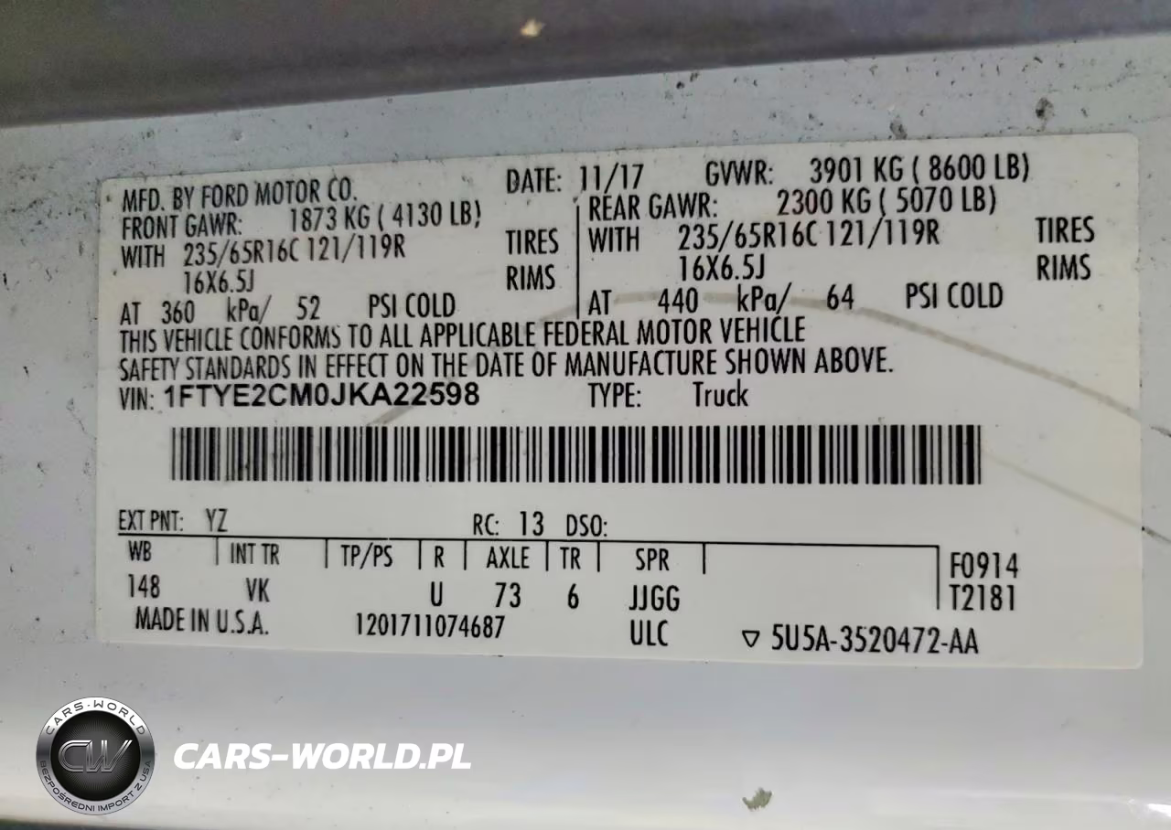 2018 Ford Transit T-150 VIN:1FTYE2CM0JKA22598 - 13