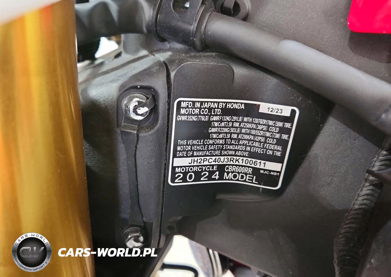 2024 Honda Cbr600 Rr VIN:JH2PC40J3RK100611 - 9