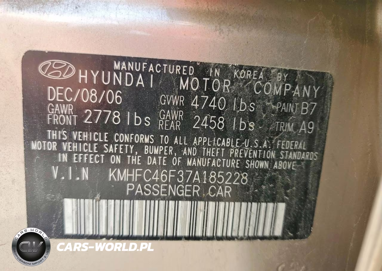 2007 Hyundai Azera Se VIN:KMHFC46F37A185228 - 12