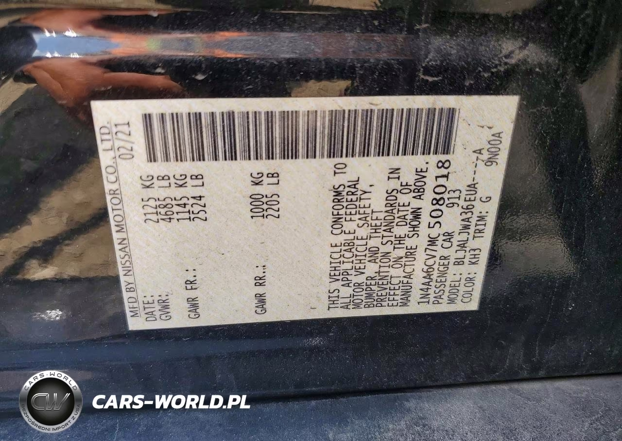 2021 Nissan Maxima Sv VIN:1N4AA6CV7MC508018 - 12