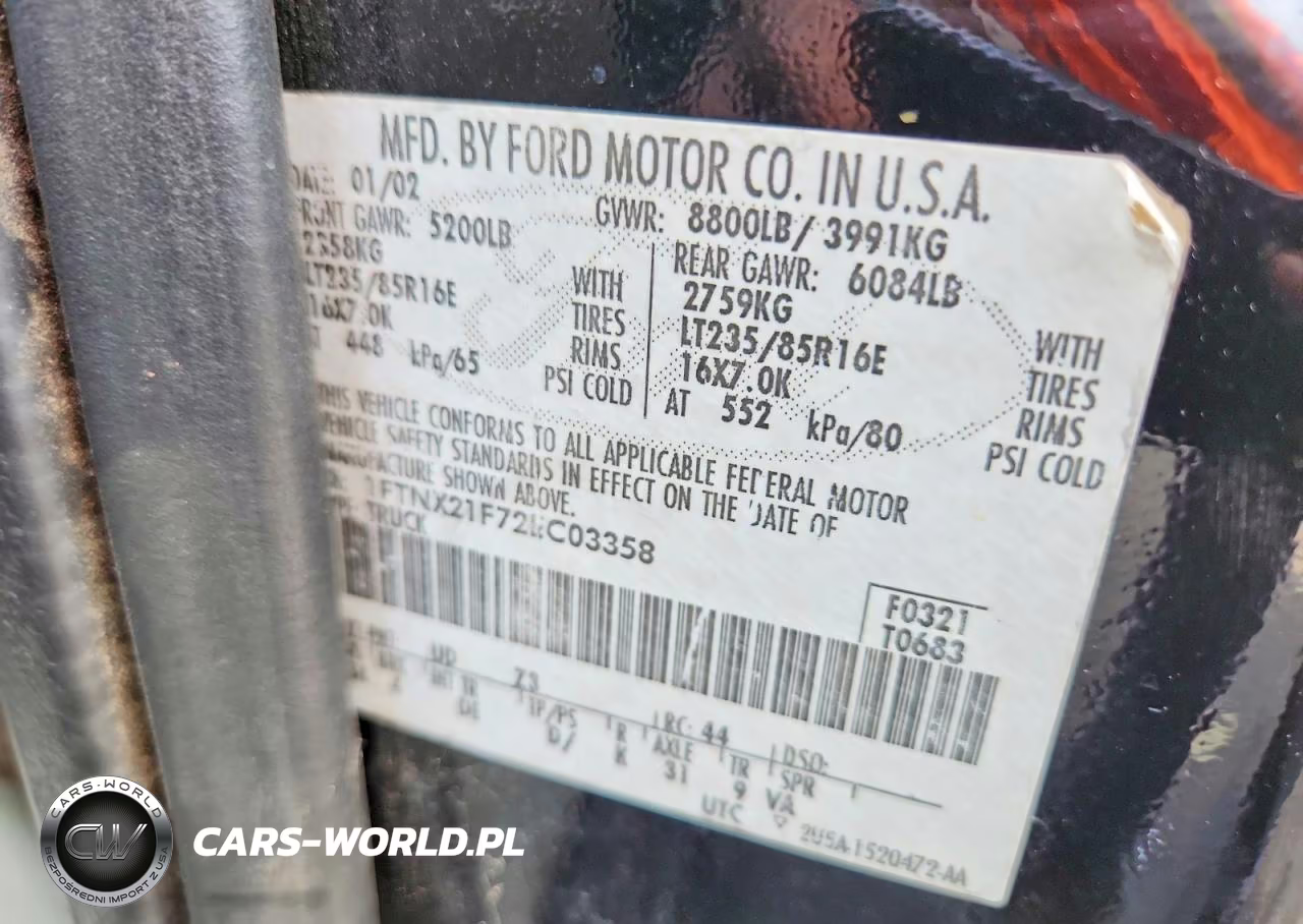2002 Ford F250 Super Duty VIN:1FTNX21F72EC03358 - 12