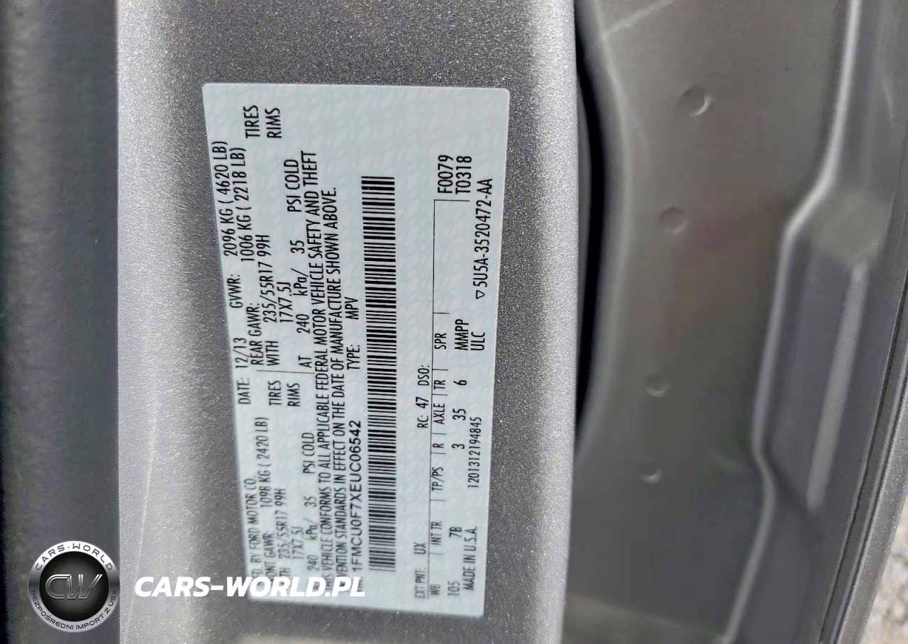 2014 Ford Escape S VIN:1FMCU0F7XEUC06542 - 13