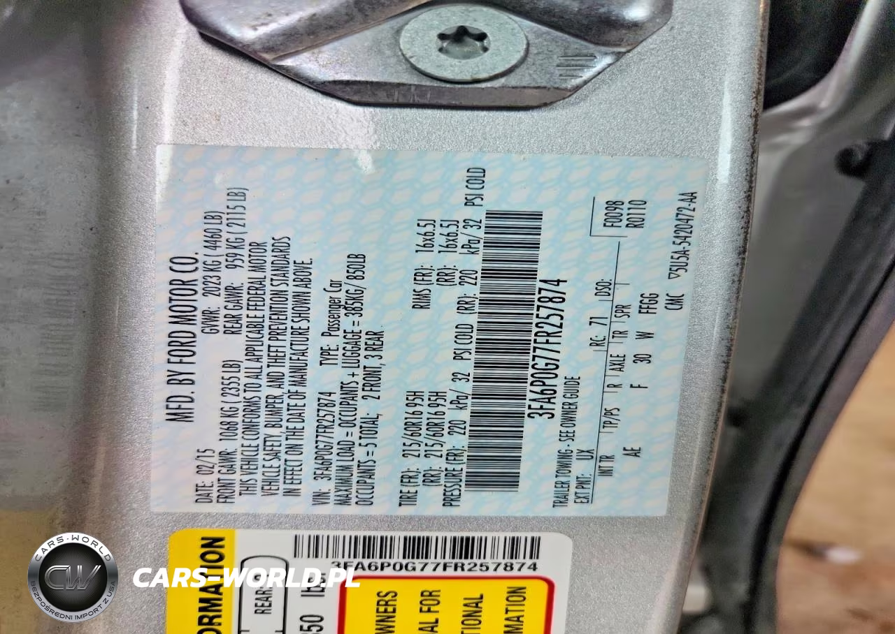 2015 Ford Fusion S VIN:3FA6P0G77FR257874 - 12