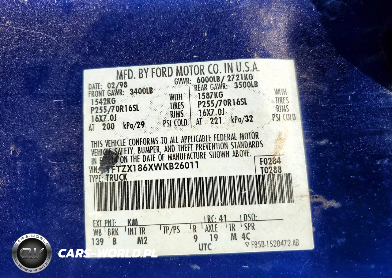 1998 Ford 150 VIN:1FTZX186XWKB26011 - 12