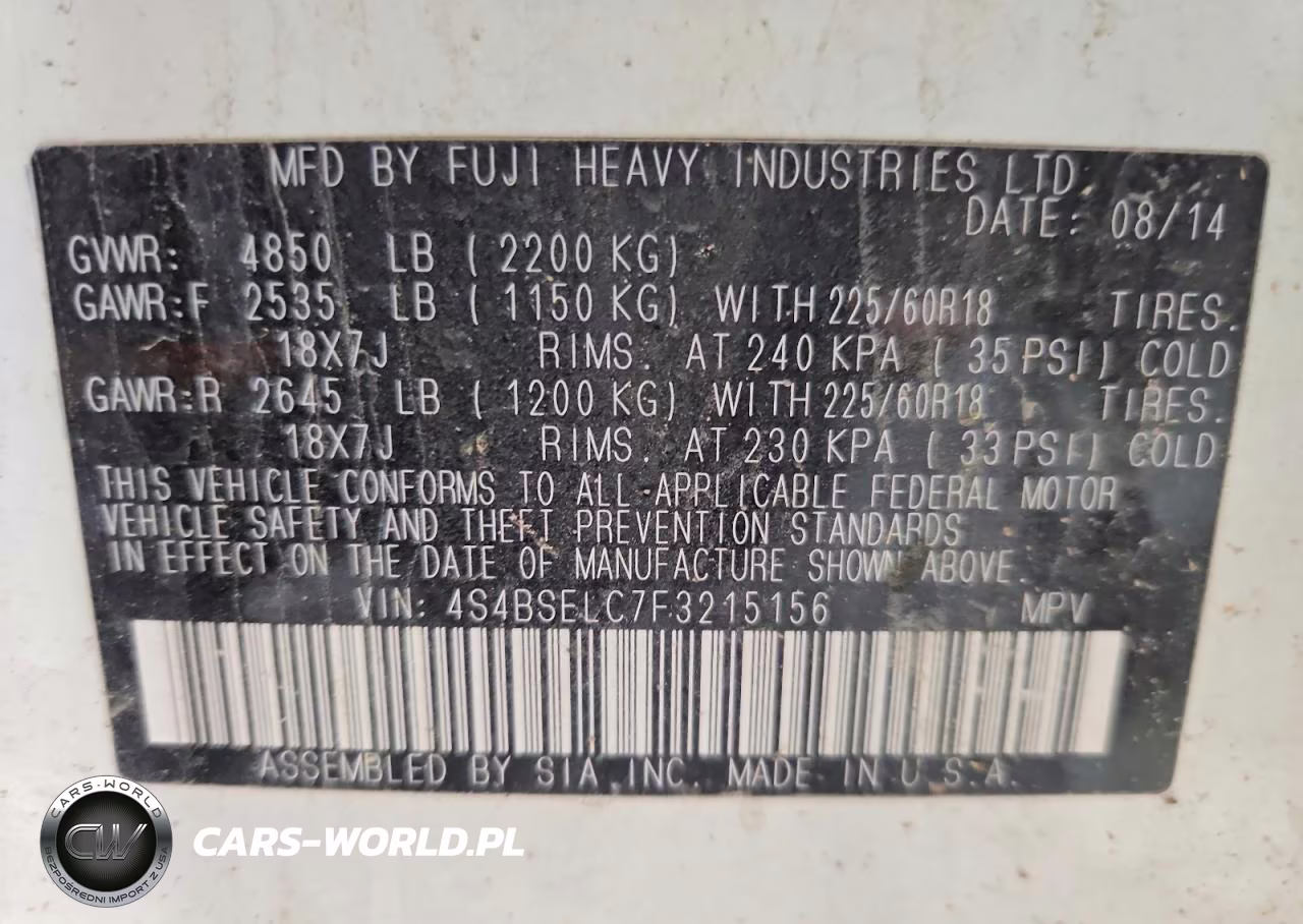 2015 Subaru Outback VIN:4S4BSELC7F3215156 - 12