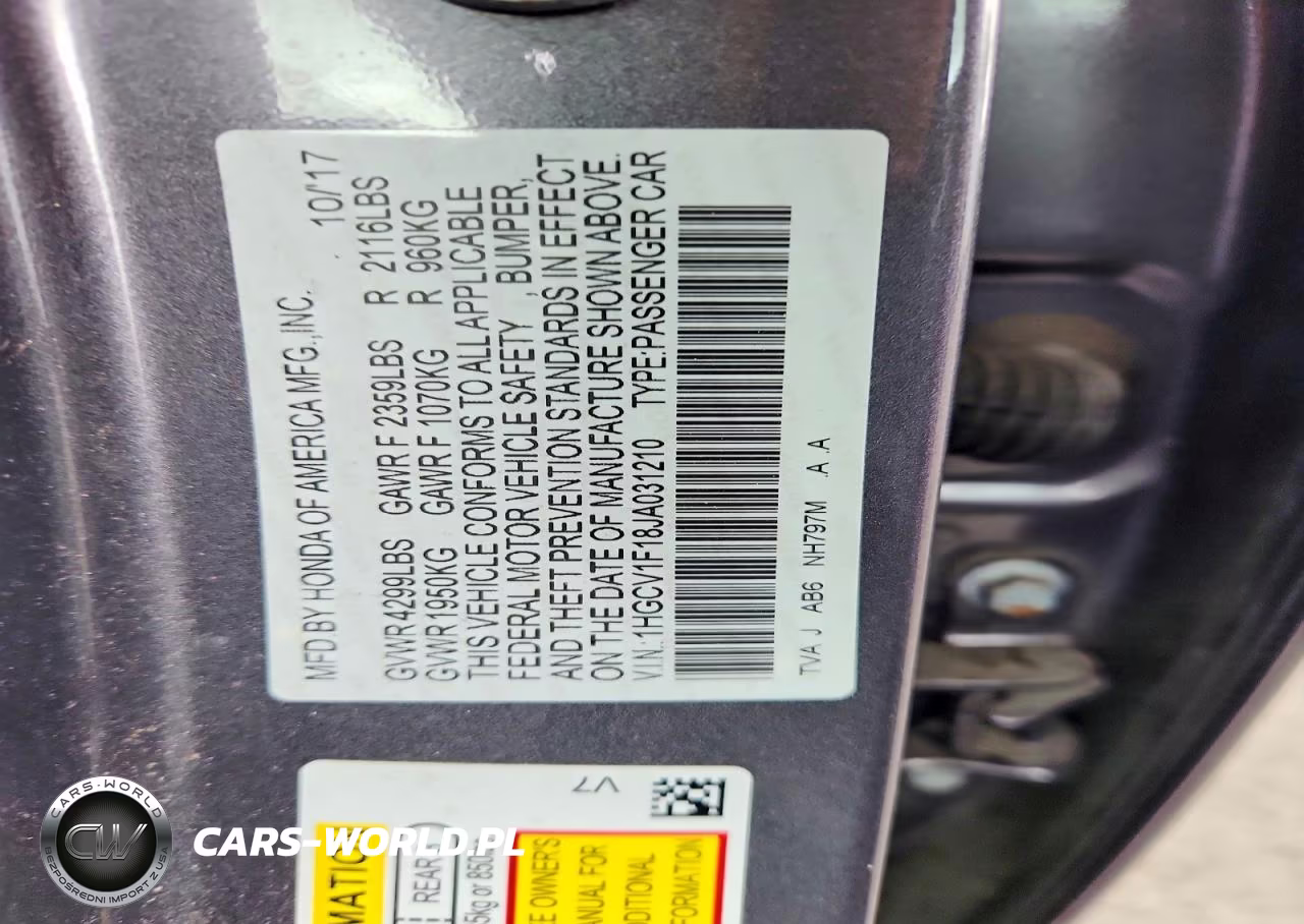 2018 Honda Accord Lx VIN:1HGCV1F18JA031210 - 12