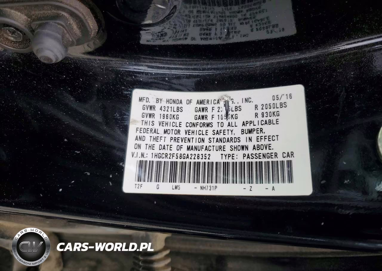 2016 Honda Accord Sport VIN:1HGCR2F58GA228352 - 12