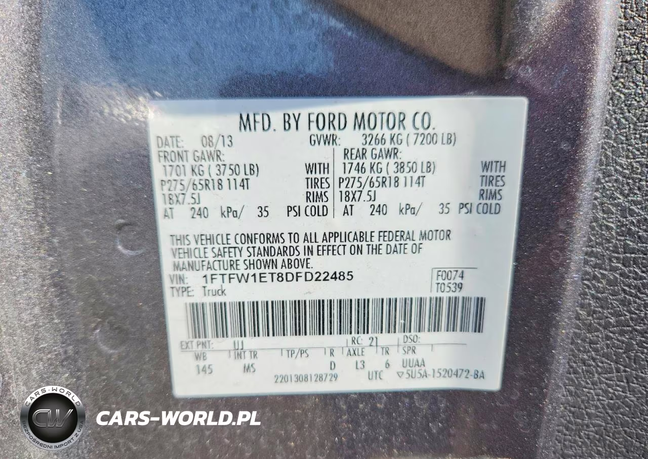 2013 Ford F150 Supercrew VIN:1FTFW1ET8DFD22485 - 13