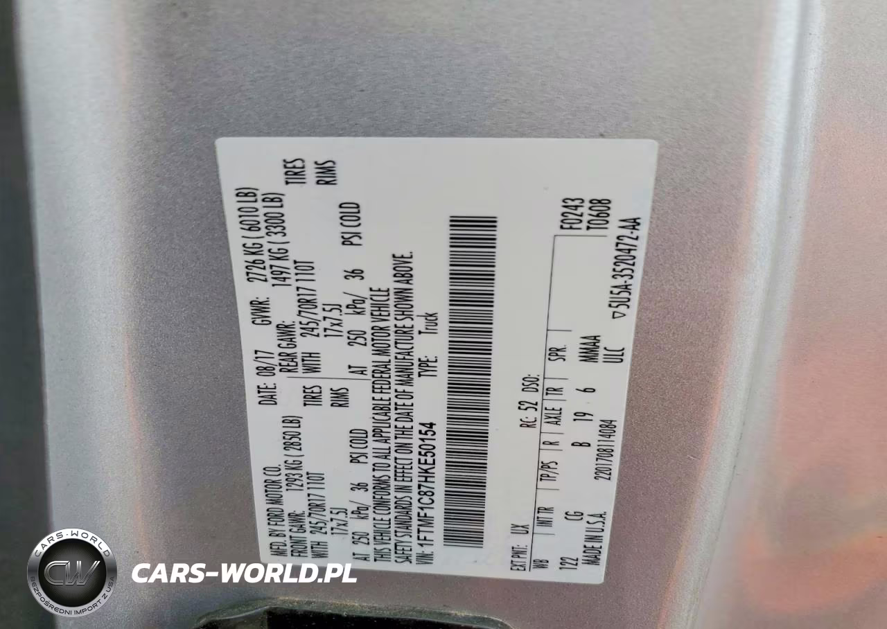 2017 Ford F150 VIN:1FTMF1C87HKE50154 - 12