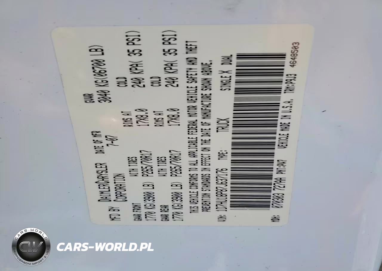 2007 Dodge Ram 1500 St VIN:1D7HU18P87J637176 - 12