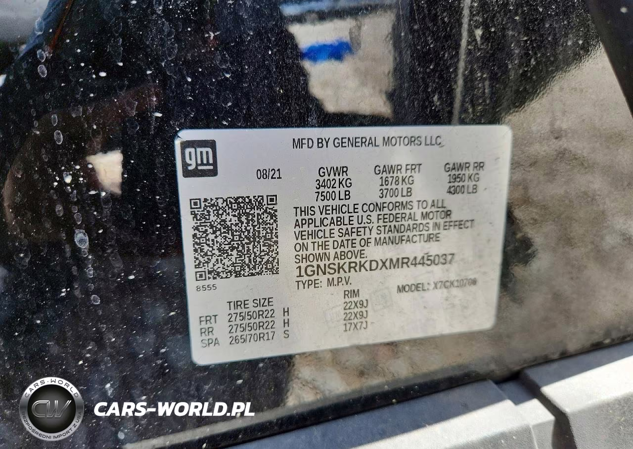 2021 Chevrolet Tahoe K1500 Rst VIN:1GNSKRKDXMR445037 - 13