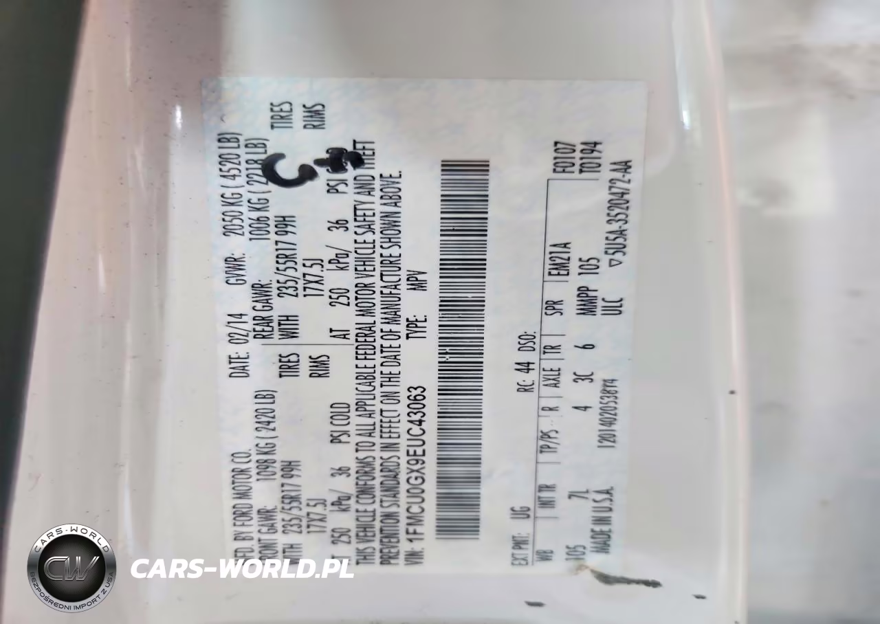2014 Ford Escape Se VIN:1FMCU0GX9EUC43063 - 12
