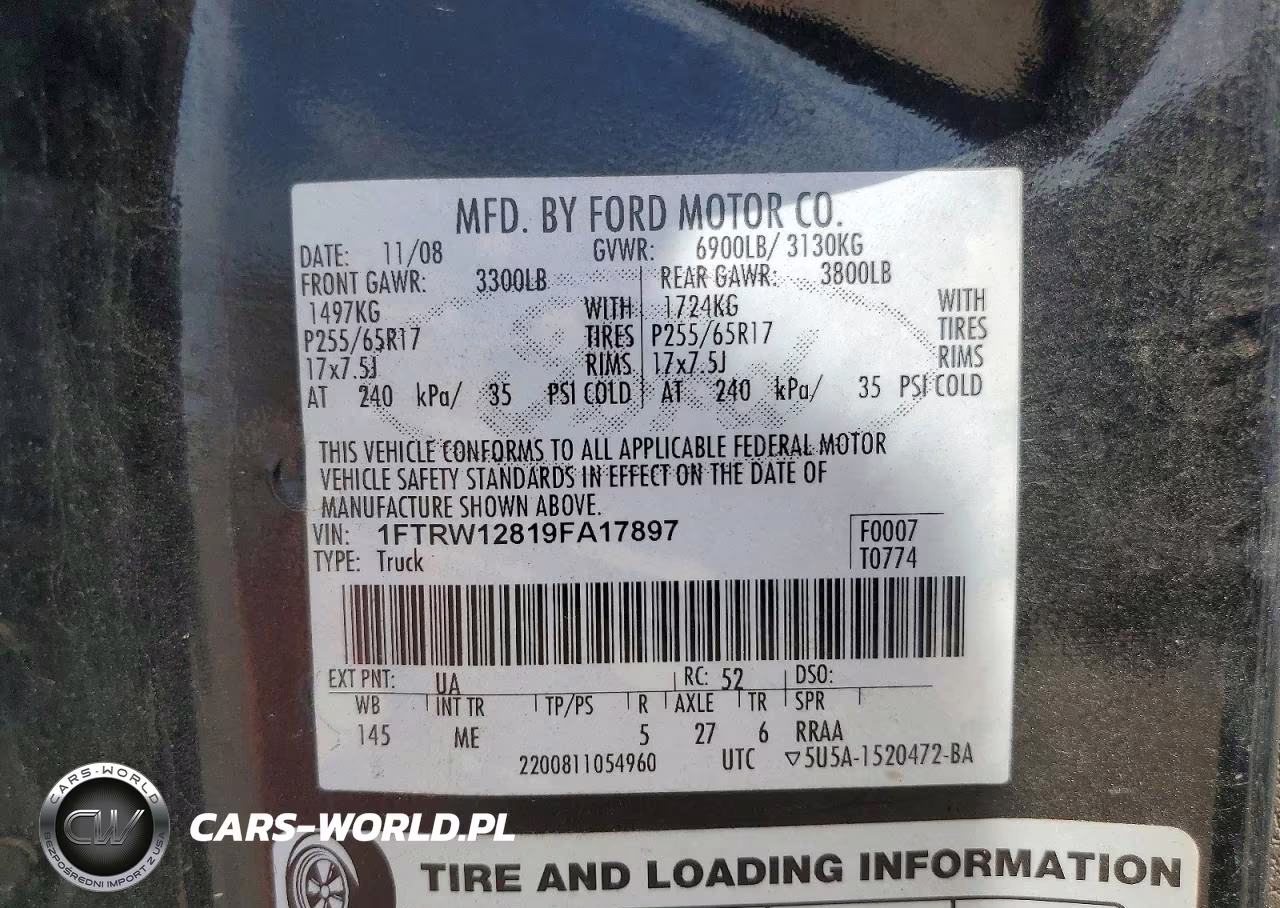 2009 Ford F150 Supercrew VIN:1FTRW12819FA17897 - 12
