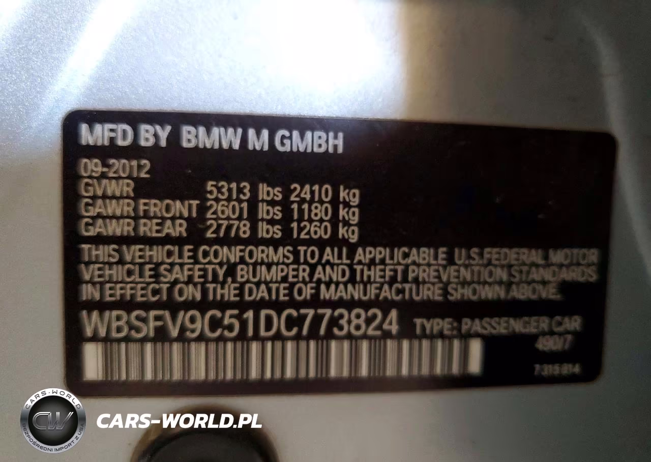 2013 BMW M5 VIN:WBSFV9C51DC773824 - 12