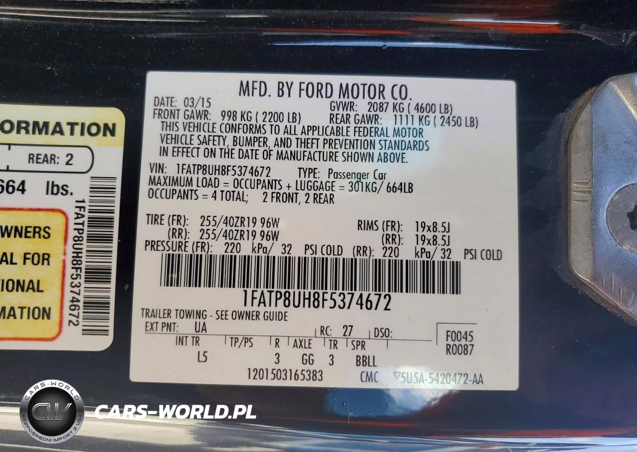 2015 Ford Mustang VIN:1FATP8UH8F5374672 - 12