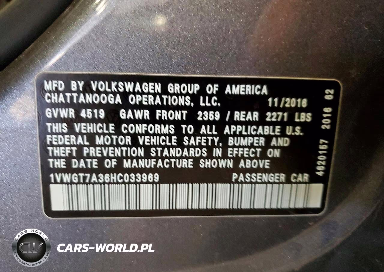 2017 Volkswagen Passat Se VIN:1VWGT7A36HC033969 - 12