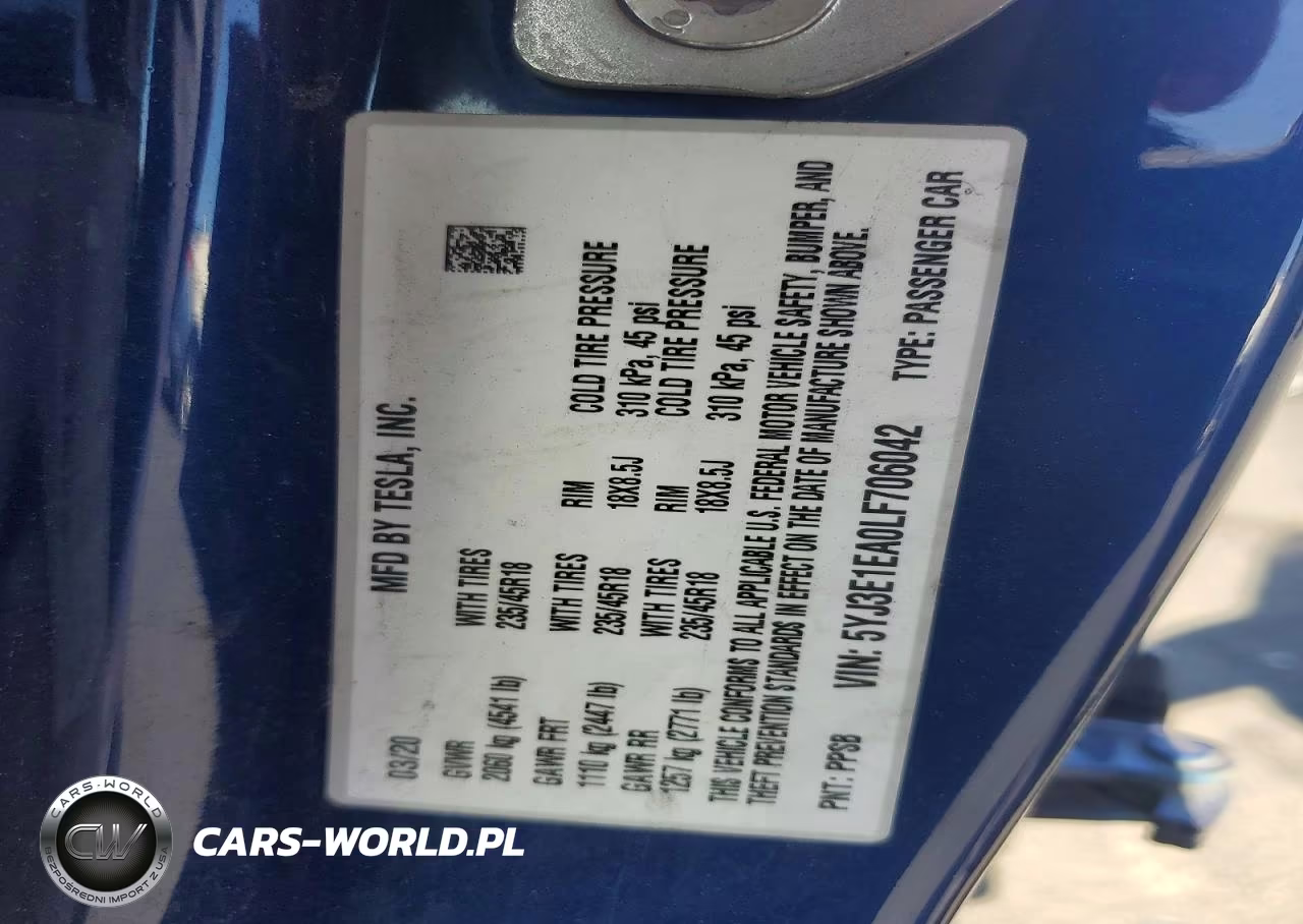 2020 Tesla Model 3 VIN:5YJ3E1EA0LF706042 - 13