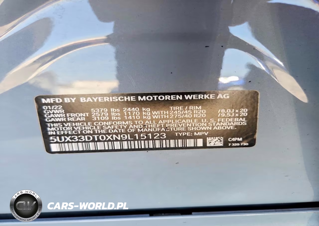 2022 BMW X4 xDrive30I VIN:5UX33DT0XN9L15123 - 12