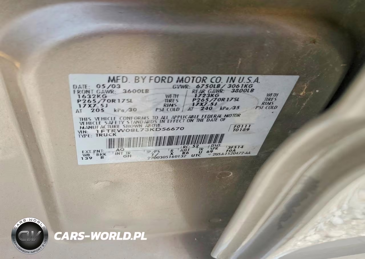 2003 Ford F-150 VIN:1FTRW08L73KD56670 - 12